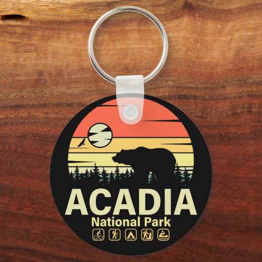 Acadia Nationaal Park Maine  Retro Souvenirs Sleutelhanger (Achterkant)