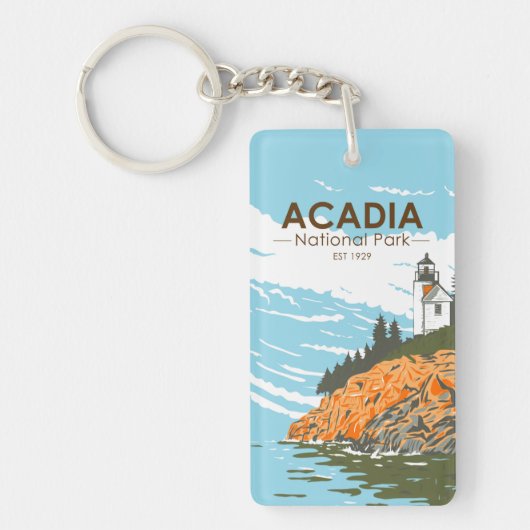 Acadia National Park Bar Harbor Lighthouse Sleutelhanger (Voorkant)