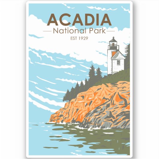 Acadia National Park Bar Harbor Lighthouse Sticker (Voorkant)