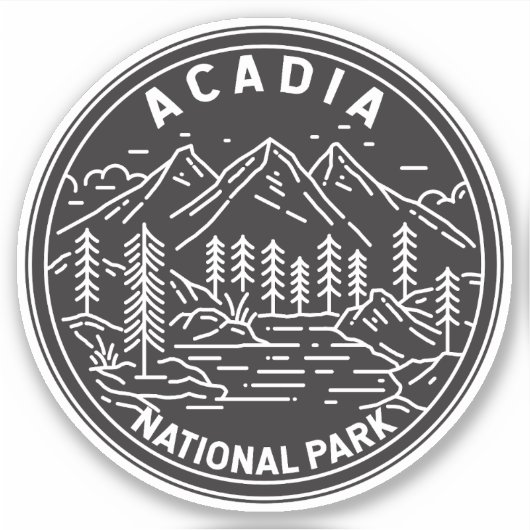 Acadia National Park Bar Harbor Monoline Sticker (Voorkant)