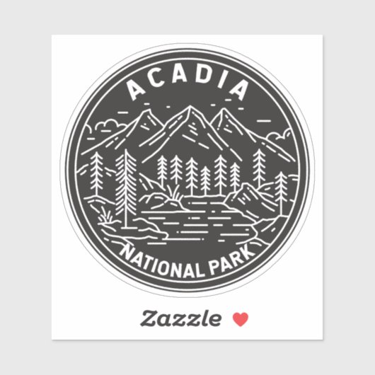 Acadia National Park Bar Harbor Monoline Sticker (Vel)