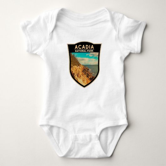 Acadia National Park Bar Harbor Waterverf Badge Romper (Voorkant)