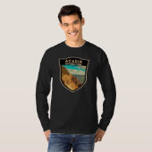 Acadia National Park Bar Harbor Waterverf Badge T-shirt (Voorkant volledig)