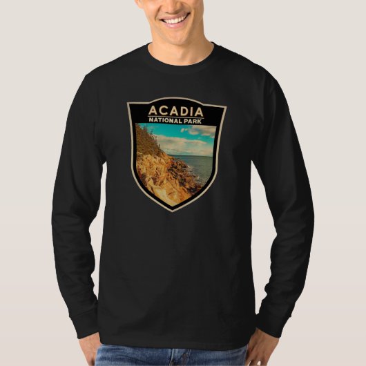 Acadia National Park Bar Harbor Waterverf Badge T-shirt (Voorkant)