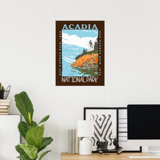 Acadia National Park Bar Harbour Lighthouse Poster (Thuiskantoor)