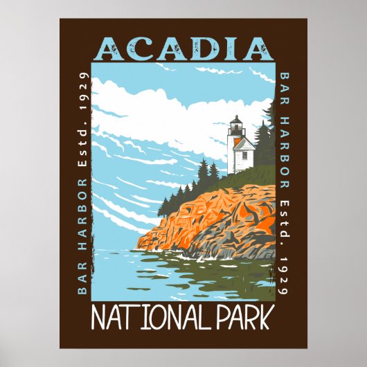 Acadia National Park Bar Harbour Lighthouse Poster (Voorkant)