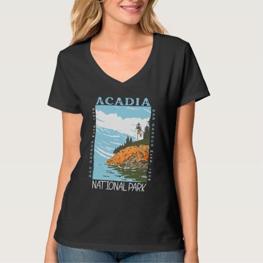 Acadia National Park Bar Harbour Lighthouse  T-shirt (Voorkant)