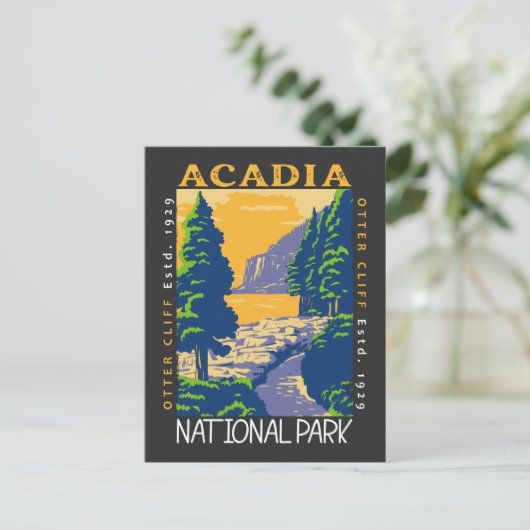 Acadia National Park Bar Harbour Otter Cliff Retro Briefkaart (Staand voorkant)