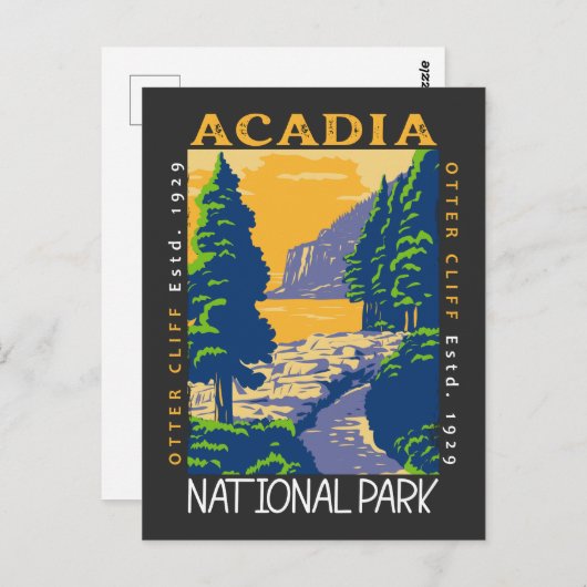 Acadia National Park Bar Harbour Otter Cliff Retro Briefkaart (Voorkant / Achterkant)