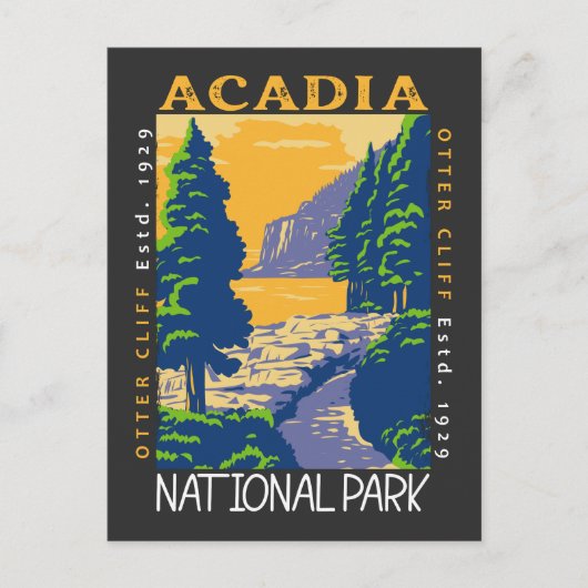 Acadia National Park Bar Harbour Otter Cliff Retro Briefkaart (Voorkant)