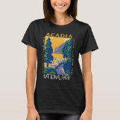 Acadia National Park Bar Harbour Otter Cliff Retro T-shirt (Voorkant)