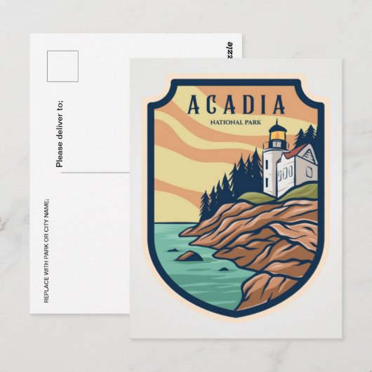  Acadia National Park Bar Harbour vuurtoren Briefkaart (Voorkant / Achterkant)