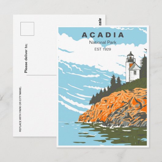  Acadia National Park Bar Harbour vuurtoren Briefkaart (Voorkant / Achterkant)