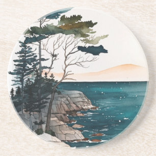 Acadia National Park Boho Waterverf Zandsteen Onderzetter
