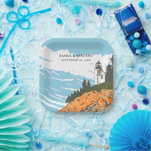 Acadia National Park Bruiloft Retro Papieren Bordje (Feest)