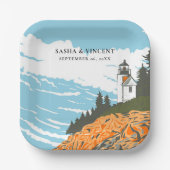 Acadia National Park Bruiloft Retro Papieren Bordje (Voorkant)