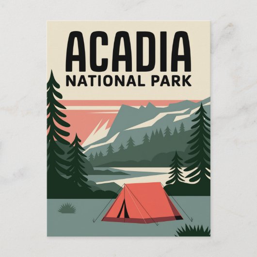 Acadia National Park Camping Vintage Briefkaart (Voorkant)