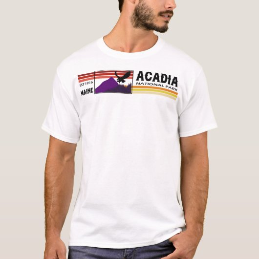 Acadia National Park Falcon met bergen T-shirt (Voorkant)