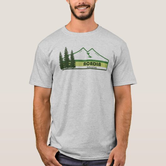 Acadia National Park Green Stripes T-shirt (Voorkant)