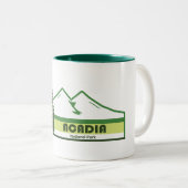 Acadia National Park Green Stripes Tweekleurige Koffiemok (Voorkant rechts)