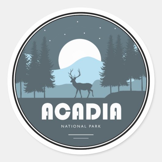 Acadia National Park Herten Ronde Sticker (Voorkant)