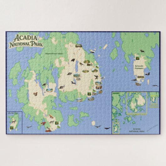 Acadia National Park Illustrated Map Puzzle Legpuzzel (Horizontaal)