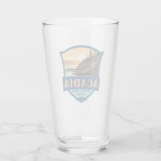 Acadia National Park Illustratie Retro Badge Glas (Achterkant)