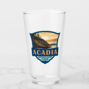 Acadia National Park Illustratie Retro Badge Glas