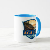 Acadia National Park Illustratie Retro Badge Mok (Voorkant rechts)