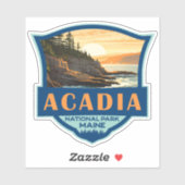 Acadia National Park Illustratie Retro Badge Sticker (Vel)