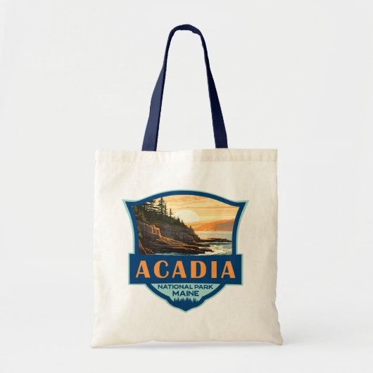 Acadia National Park Illustratie Retro Badge Tote Bag (Voorkant)
