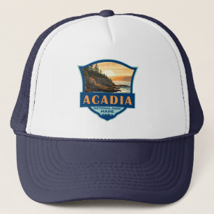 Acadia National Park Illustratie Retro Badge Trucker Pet