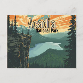 Acadia National Park Illustratie Retro Briefkaart