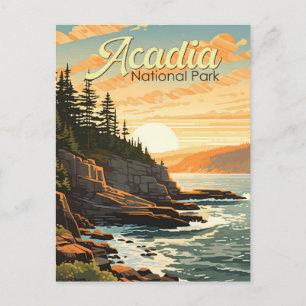 Acadia National Park Illustratie Retro Briefkaart