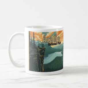 Acadia National Park Illustratie Retro Koffiemok