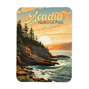 Acadia National Park Illustratie Retro Magneet