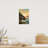 Acadia National Park Illustratie Retro Poster (Keuken)