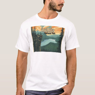 Acadia National Park Illustratie Retro T-shirt