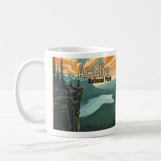 Acadia National Park Illustration Retro Koffiemok (Links)