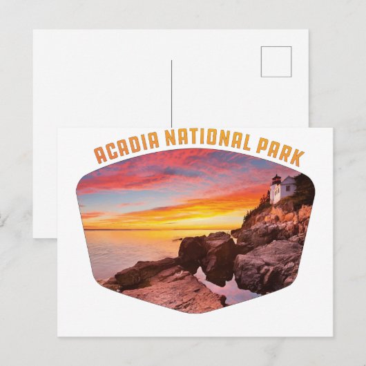 Acadia National Park kust en vuurtoren Maine Briefkaart (Voorkant / Achterkant)