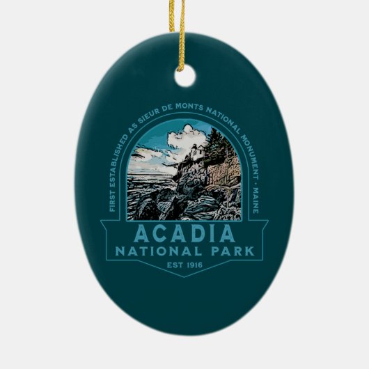 ACADIA NATIONAL PARK LIGHTHOUSE COLLECTOR HOLIDAY  KERAMISCH ORNAMENT (Achterkant)