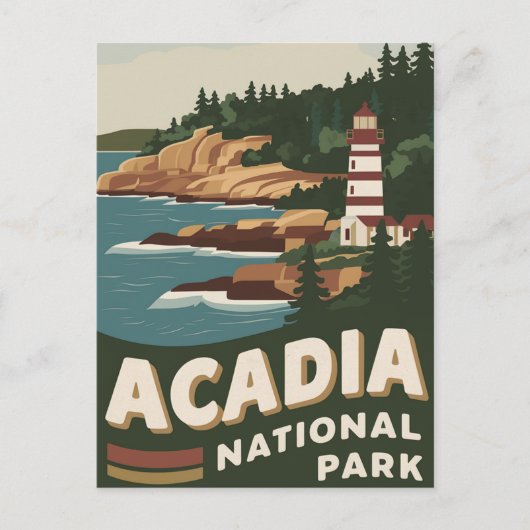 Acadia National Park Lighthouse Reiskunst Feestdagenkaart (Voorkant)