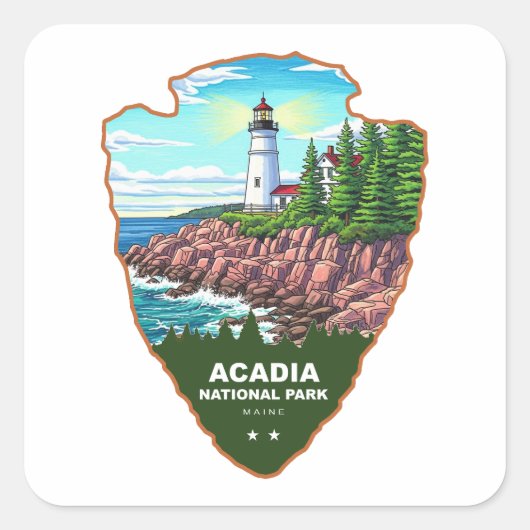 Acadia National Park Maine Arrowhead Vierkante Sticker (Voorkant)