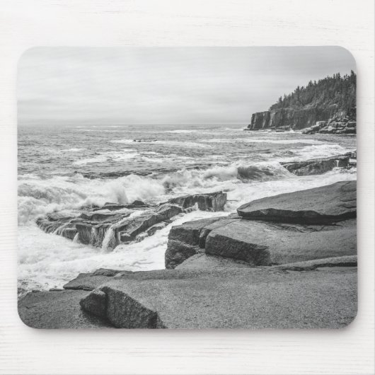 Acadia National Park Maine Coast Black and White Muismat (Voorkant)