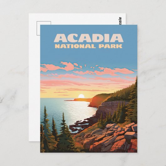 Acadia National Park, Maine Coast Retro Briefkaart (Voorkant / Achterkant)