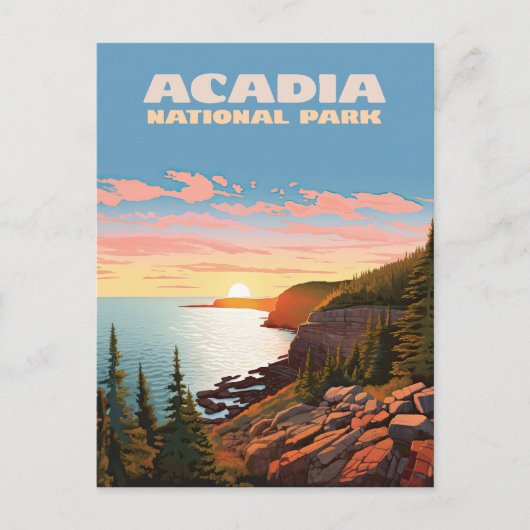 Acadia National Park, Maine Coast Retro Briefkaart (Voorkant)