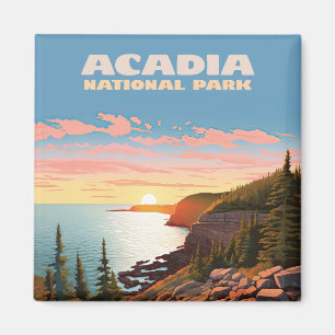 Acadia National Park, Maine Coast Retro Magneet