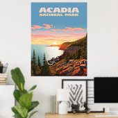 Acadia National Park, Maine Coast Retro Poster (Thuiskantoor)