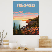 Acadia National Park, Maine Coast Retro Poster (Keuken)