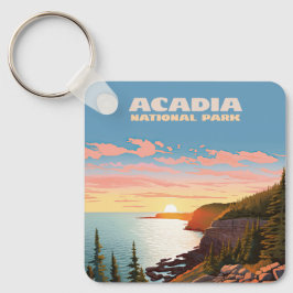 Acadia National Park, Maine Coast Retro Sleutelhanger